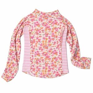 5/6 Kids Floral Striped Long Sleeve Rash Guard